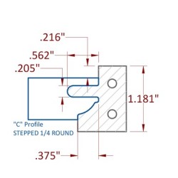 Stile & Rail Cutter 120mm Diameter 30mm Cutting Edge 3 Wing 1-1/4" Bore Counter Clockwise with Profile C