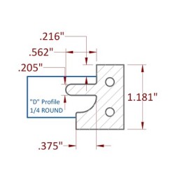 Stile & Rail Cutter 120mm Diameter 30mm Cutting Edge 3 Wing 1-1/4" Bore Counter Clockwise with Profile D