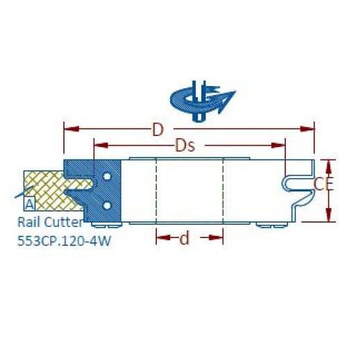 Stile & Rail Cutter 120mm Diameter 30mm Cutting Edge 4 Wing 1-1/4" Bore Counter Clockwise - Tool Only