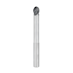 3/16" Diameter 4 Flute 3/8" Cut 4" Length 3/16" Round Shank Single End Ball Nose HP TiALN