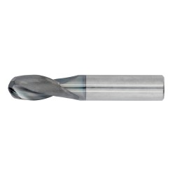 1" Diameter 2 Flute 1-1/2" Cut 4" Length 1" Round Shank Single End Ball Nose TiALN