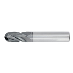 1/2" Diameter 4 Flute 1" Cut 3" Length 1/2" Round Shank Single End Ball Nose TiALN