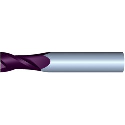 1.5mm Diameter 2 Flute 5mm Cut 38mm Length 2mm Round Shank Single End Square TiALN