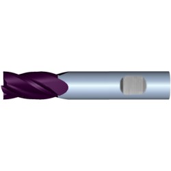 1/2" Diameter 4 Flute 1-1/4" Cut 3" Length 1/2" Weldon Shank Single End .015 Radius TiALN