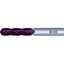 1" Diameter 4 Flute 2-1/4" Cut 5" Length 1" Weldon Shank Single End Ball Nose TiALN