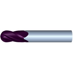 1" Diameter 4 Flute 1-1/2" Cut 4" Length 1" Round Shank Single End Ball Nose TiALN
