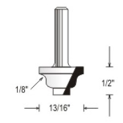 WP150420 Woodpecker Cope & Stick 2 Piece Bits 3 Flute 1/2" Cutting Height 1/8" Radius 1/4" Shank