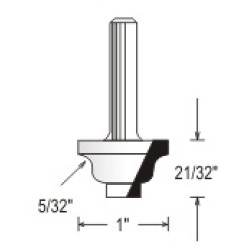 WP150426 Woodpecker 2 Piece Cope & Stick Bits 3 Flute 21/32" Cutting Height 5/32" Radius 1/4" Shank