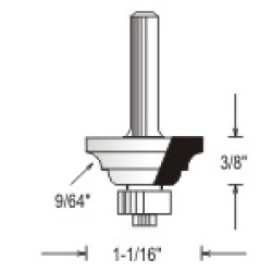 WP150427 Woodpecker 2 Piece Cope & Stick Bits 3 Flute 3/8" Cutting Height 9/64" Radius 1/4" Shank