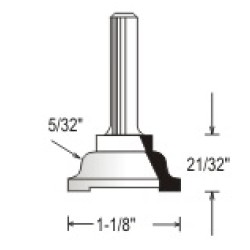 WP150429 Woodpecker 2 Piece Cope & Stick Bits 3 Flute 21/32" Cutting Height 5/32" Radius 1/4" Shank