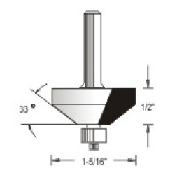 WP150432 Woodpecker Cope & Stick Bit 3 Flute 35/64" Cutting Height 1/4" Shank 33° Angle