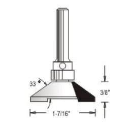 WP150435 Woodpecker Cope & Stick Bit 3 Flute 25/64" Cutting Height 1/4" Shank 33° Angle