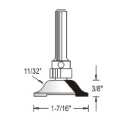 WP150436 Woodpecker Cope & Stick Bit 3 Flute 3/8" Cutting Height 11/32" Radius 1/4" Shank
