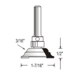 WP150437 Woodpecker Cope & Stick Bits 3 Flute 1/2" Cutting Height 3/16" Radius 1/4" Shank