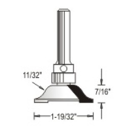 WP150441 Woodpecker 2 Piece Cope & Stick Bits 3 Flute 11/32" Radius 7/16" Cutting Height 1/4" Shank