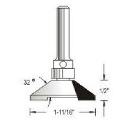 WP150443 Woodpecker 2 Piece Cope & Stick Bits 3 Flute 31/16" Cutting Height 1/4" Shank 32° Angle