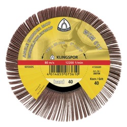 Flap Wheel 5" Diameter 20mm Wide With 5/8-11 Arbour Hole WSM617 Aluminum Oxide 40 Grit Klingspor 280236