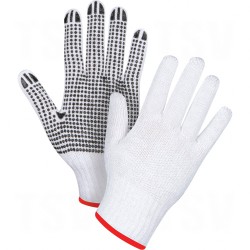 White Poly/Cotton Dotted Gloves Large Poly/Cotton Single Sided 7 Guage White    