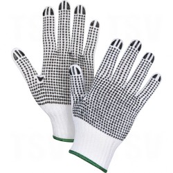 White Poly/Cotton Dotted Gloves Large Poly/Cotton Double Sided 7 Guage White    