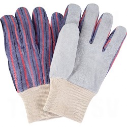 Standard Quality Split Cowhide Leather Palm Gloves Large Unlined Split Cowhide Knit Wrist Cotton    