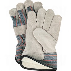 Split Cowhide Fitters Cotton Fleece-Lined Gloves Large Cotton Fleece Split Cowhide Safety Starched    