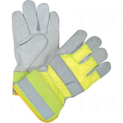 Premium Quality Hi-Viz Split Cowhide Fitters Gloves Large Cotton Split Cowhide Safety Rubberized    