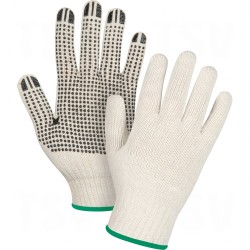 Natural Poly/Cotton Dotted Gloves Large Poly/Cotton Single Sided 7 Guage Natural    
