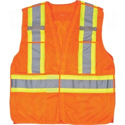 Traffic Vest, CSA Compliant Surveyor High Visibility Orange Silver Yellow Polyester CSA Z96 Class 2, Level 2 2X-Large