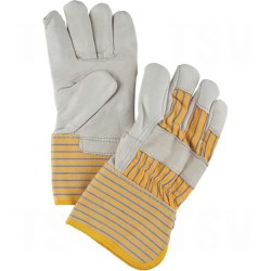 Grain Cowhide Fitters Cotton Fleece Lined Gloves Large Cotton Fleece Grain Cowhide Gauntlet Rubberized    