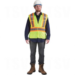 Traffic Vests, CSA Compliant Surveyor High Visibility Lime-Yellow Silver Orange Polyester CSA Z96 Class 2, Level 2 2X-Large