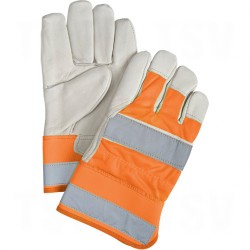 Premium Quality High-Viz Grain Cowhide Fitters Gloves Large Unlined Grain Cowhide Safety Rubberized    