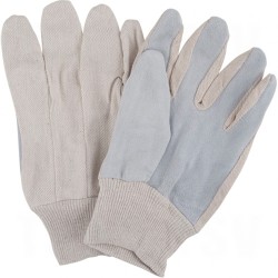 Standard Quality Split Cowhide Leather Palm Gloves Ladies Unlined Split Cowhide Knit Wrist Cotton    