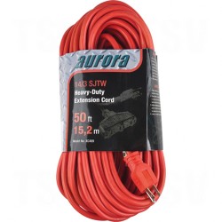 Outdoor Vinyl Triple Tap Extension Cords 50' Long 14/3 (AWG) 15 Amps Red 300V 1875W