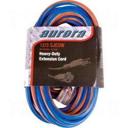 All Weather TPE-Rubber Extension Cords With Light Indicator 50' Long 43072 (AWG) 15 Amps Blue/Orange 300V 1875W