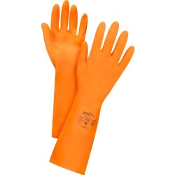 Orange Glove Size Large/9 13" Length Rubber LatexFlock-Lined Inner Lining 28-mil