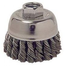 Wire Cup Brush 2-3/4" Diameter M14x2.0 Arbour Hole .014 Gauge Knotted Wire Brushes - Hand & Mandrel Mount