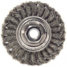 Wire Wheel 4" Diameter x 1/2" Wide with 5/8-11 Arbour Hole .014 Gauge Standard Twist Knotted (Stainless Steel) Wire Wheels