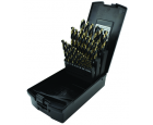 Drill Set 29 Piece 1/16" to 1/2" by 64ths Jobber Length High Speed Steel Black & Gold Made In The USA