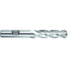 List No. 4555G - 5/8 4 Flute 5/8 Shank Single End Ball Center Cutting High Speed Steel Long Length TiN Made In U.S.A. Ball Nose