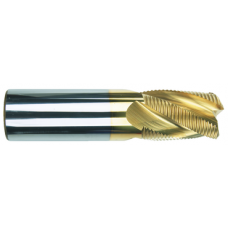 List No. 5972G - 3/4 4 Flute 3/4 Shank Single End Center Cutting Roughing Carbide Regular Length TiN Made In U.S.A. Solid Carbide - Roughing