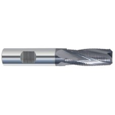 List No. 5971T - 1/2 4 Flute 1/2 Shank Single End with Weldon Flat Center Cutting/Corner Radius Roughing Carbide Long Length ALTiN Made In U.S.A. Multi Flute with Weldon Flat Shank