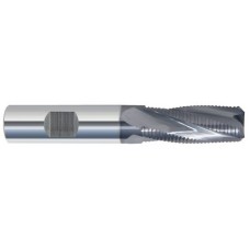 List No. 5971T - 1/2 4 Flute 1/2 Shank Single End with Weldon Flat Center Cutting/Corner Radius Roughing Carbide Stub Length ALTiN Made In U.S.A. Multi Flute with Weldon Flat Shank