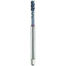 List No. 2089MC - M4 x 0.70 Semi-Bottoming D4 HPT High Performance Tap Spiral Flute-DIN Length 3 Flutes Powder Metallurgy High Speed Steel TiCN Made In U.S.A. D.I.N. Length