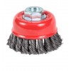 Original Cup Brush With Ring - Twist-Knot - Mild-Steel - 3-1/2" x 5/8"-11 - 12,000 rpm - Clamshell Pkg Wire Brushes - Hand & Mandrel Mount