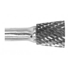 Carbide Burr SN-4 Inverted Cone Shape 1/2" Diameter 1/2" Long 1/4" Shank Double Cut SN Inverted Cone Shape