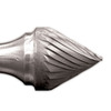 Carbide Burr SJ-3 Cone 60º Shape 3/8" Diameter 1/4" Long 1/4" Shank Single Cut