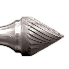 Carbide Burr SJ-5 Cone 60º Shape 1/2" Diameter 7/16" Long 1/4" Shank Single Cut