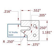 Stile & Rail Cutter 120mm Diameter 30mm Cutting Edge 4 Wing 1-1/4" Bore Clockwise with Profile A