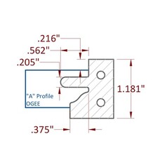 Stile & Rail Cutter 120mm Diameter 30mm Cutting Edge 3 Wing 1-1/4" Bore Counter Clockwise with Profile A
