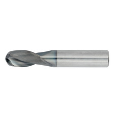 15/16" Diameter 2 Flute 1-1/2" Cut 4" Length 1" Round Shank Single End Ball Nose TiALN Standard Carbide End Mills
